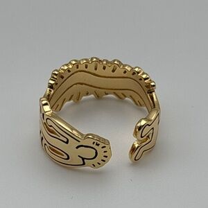 Gold Color Ring Size 7 - Keith Haring inspired design